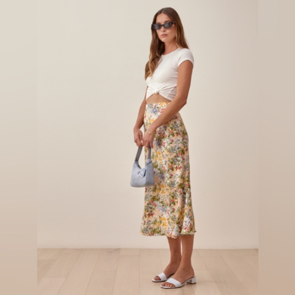 Reformation Bea Midi Skirt “Countryside” Floral Print sz 10